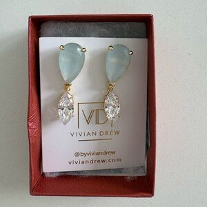 Vivan Drew-Gold and Turquoise Teardrop Earrings